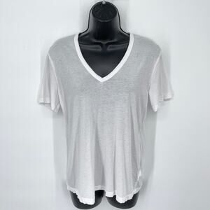 Cotton Citizen Womens NEW Standard V Neck T-Shirt *READ* Sz L White Short Sleeve